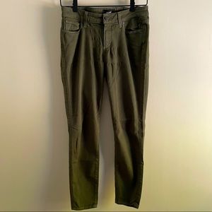 PAIGE women’s Vertugo Jeans in Deep Olive.